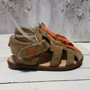 443HOO Ugg ZARZAR baby suede sandals  large 06/07 tan orange adjustable …
